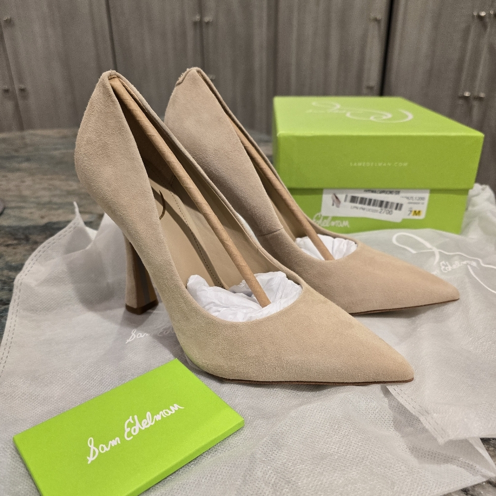 NIB Sam Edelman Antonia Suede Pumps in Cappuccino Beige